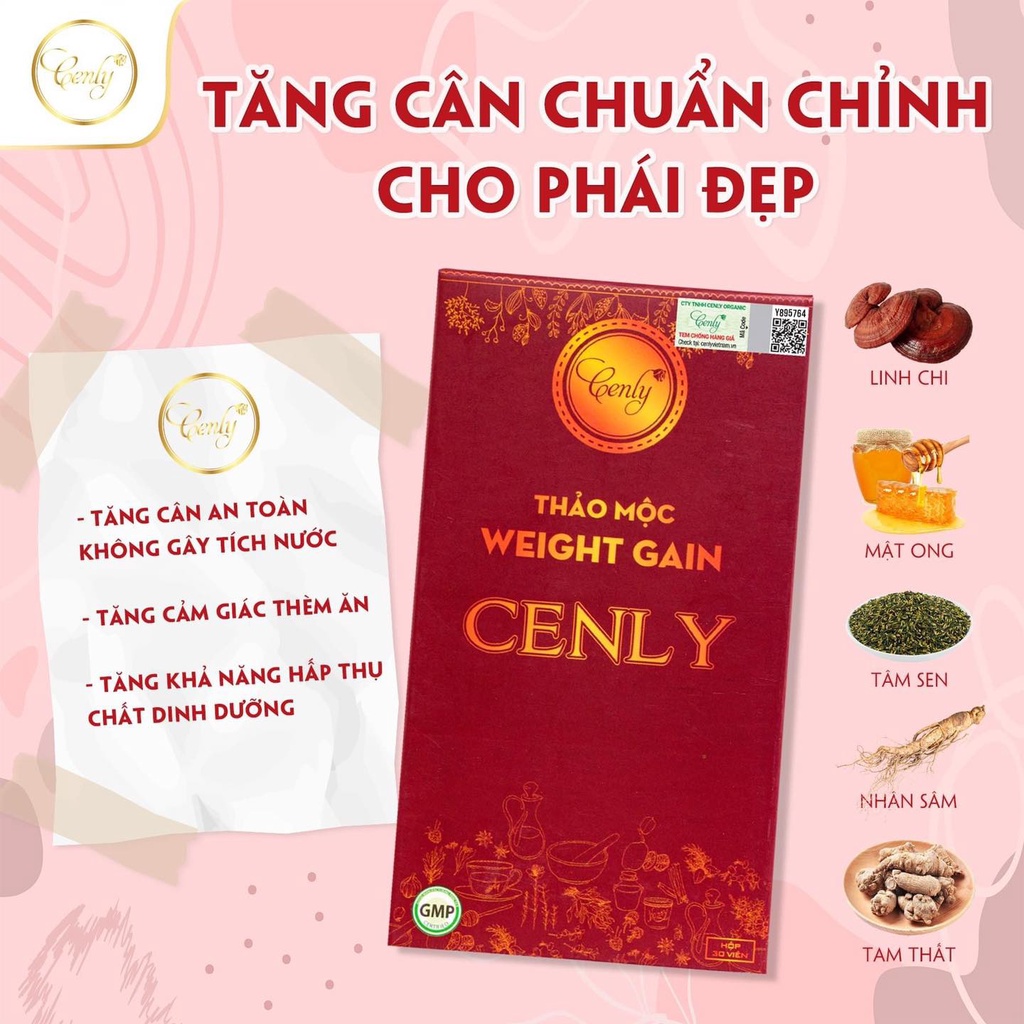 Tăng Cân Cenly Chính hãng Hộp 30v gầy lâu năm  cho cơ địa lờn, khó lên kí