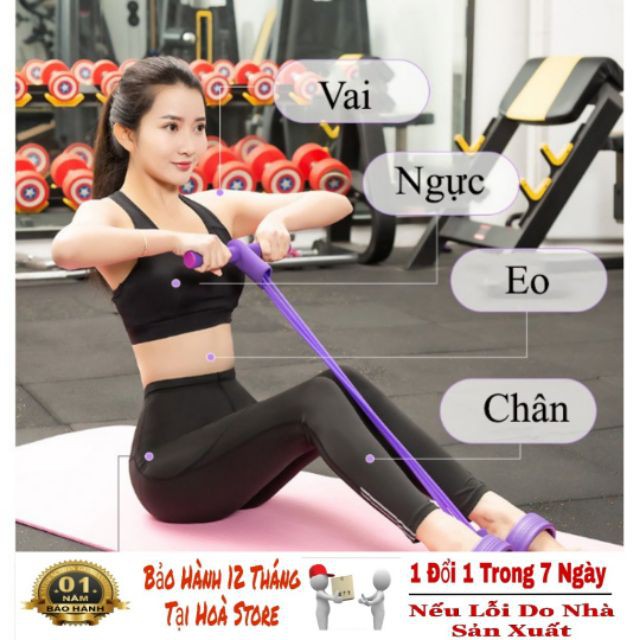 Dây Kéo Đàn Hồi, Dây Kéo Tập Thể Dục, Dây Kéo Lưng, Tập Bụng, Tập Gym 4 Ống Cao Su Đàn Hồi Đa Năng