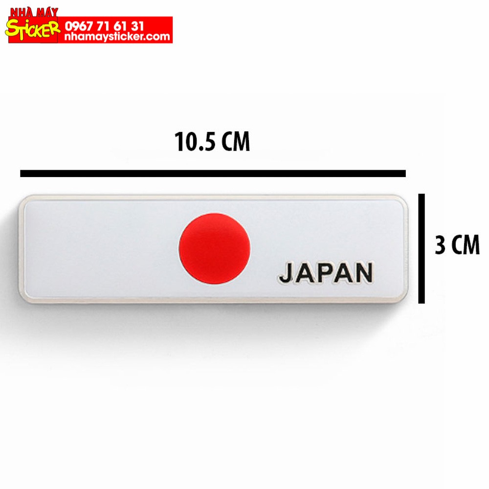 Sticker metal hình dán kim loại Sticker Factory - Chủ đề cờ Nhật Bản Japan 10.5x3cm