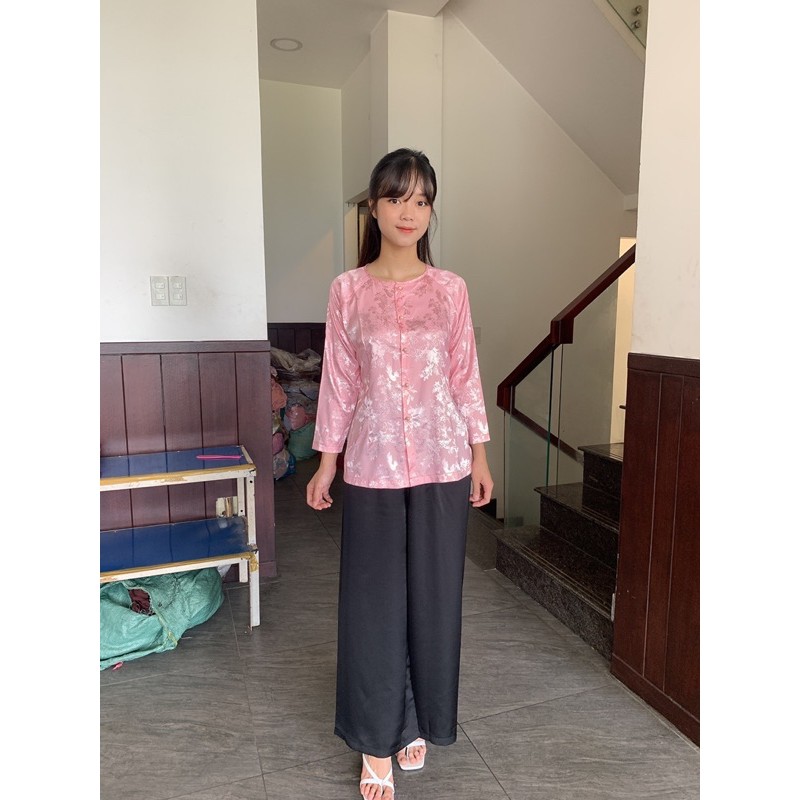 Áo bà ba, thời trang nữ đi chùa, áo lam