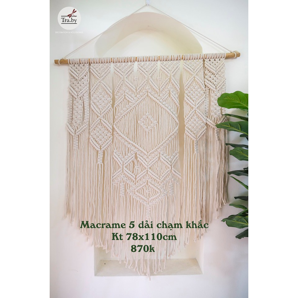 Macrame 5 dải chạm khắc 78x110cm