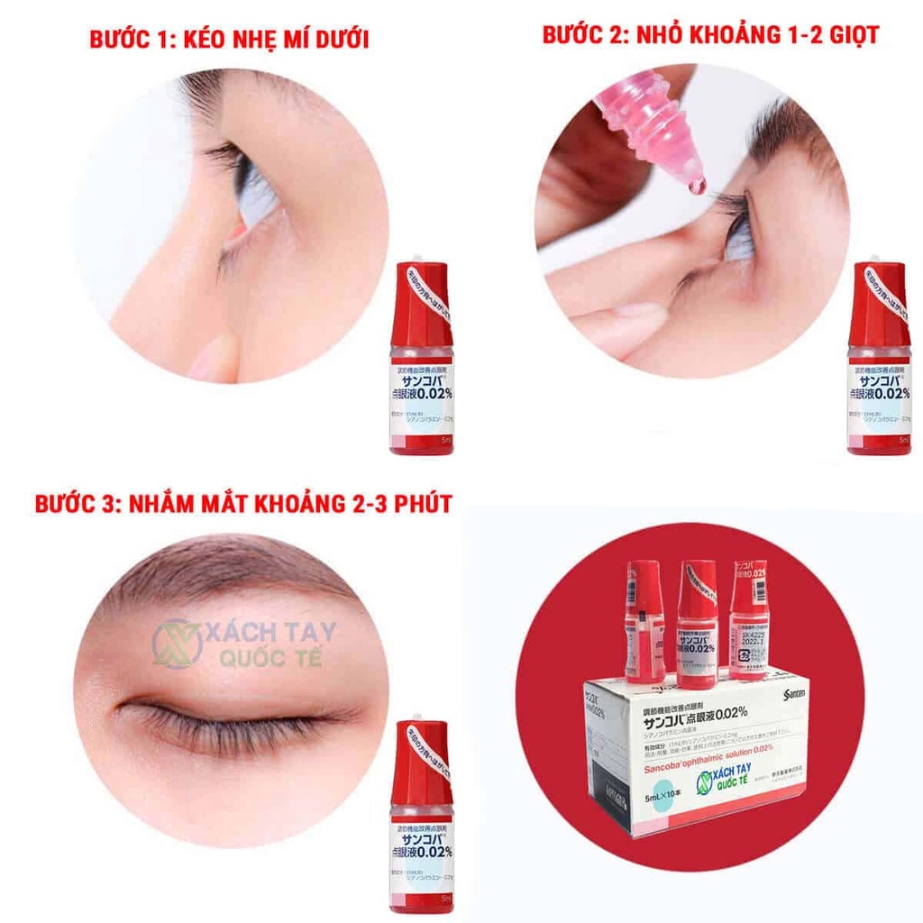 Nhỏ mắt chống cận thị Sancoba 5ml Nhật Bản - Điều tiết chứng mỏi mắt khô mắt