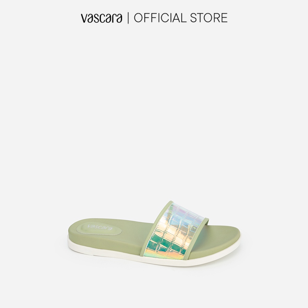 Vascara Dép Quai Ngang Phối Hologram Vân Da Cá Sấu - DXP 0167 - Màu Xanh Bạc Hà