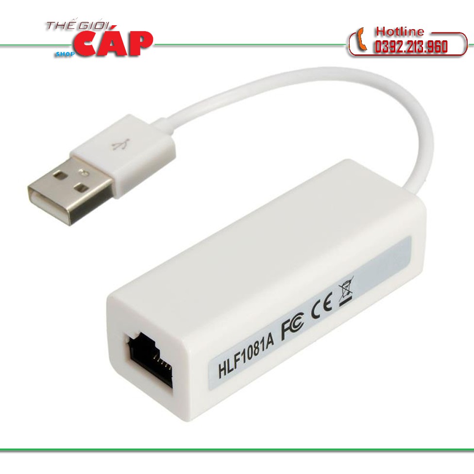 Bộ chuyển đổi USB ra LAN RJ45 (Trắng) USB 2.0 to fast Ethernet