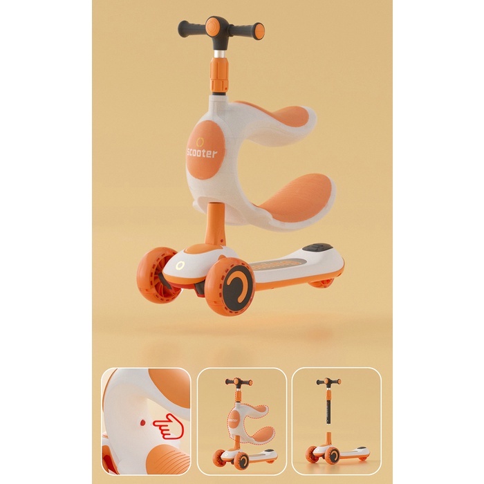 Xe trượt scooter đa năng kết hợp chòi chân và bập bênh Broller BABY PLAZA S790