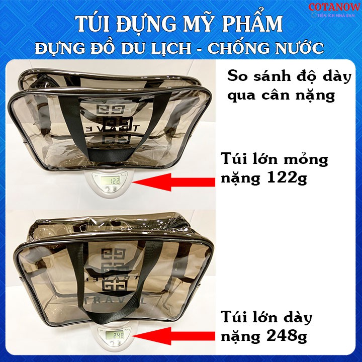 Túi Đựng Mỹ Phẩm DÀY - MỎNG trong suốt, chống nước COTANOW