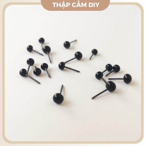 Mắt Thú - Mắt Nhựa Đen Tuyền Chân Thép - Đồ Handmade, Phụ Kiện Làm Len Chọc