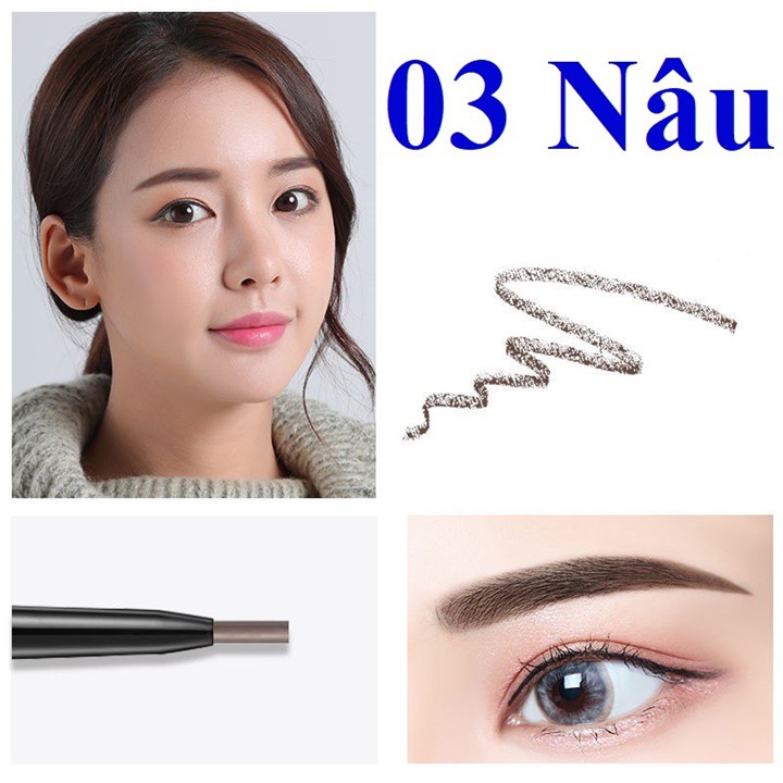 Chì kẻ mày 2 đầu Mking Eyebrow Pencil đầu bút dạ mềm, dễ vẽ, đường kẻ mảnh, rõ nét, không trôi