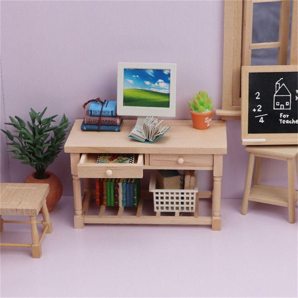 Mô Hình Bàn Gỗ DIY Trang Trí Nhà Búp Bê Tỉ Lệ 1: 12