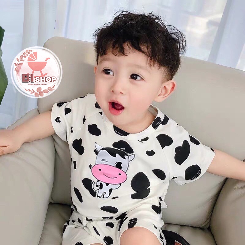 Quần Áo Trẻ Em Bi Kids Thời Trang Cho Bé Bộ Cộc Tay Bò Sữa Đáng Yêu Cực Dễ Thương Vải Thun Lạnh 100% Co Giãn Thoáng Mát