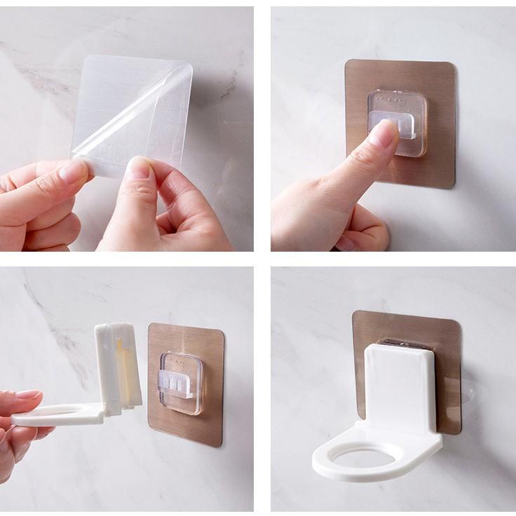 Móc dán tường treo bình nước rửa tay, dầu gội, sữa tắm có vòi xịt giúp tiết kiệm không gian nhà cửa