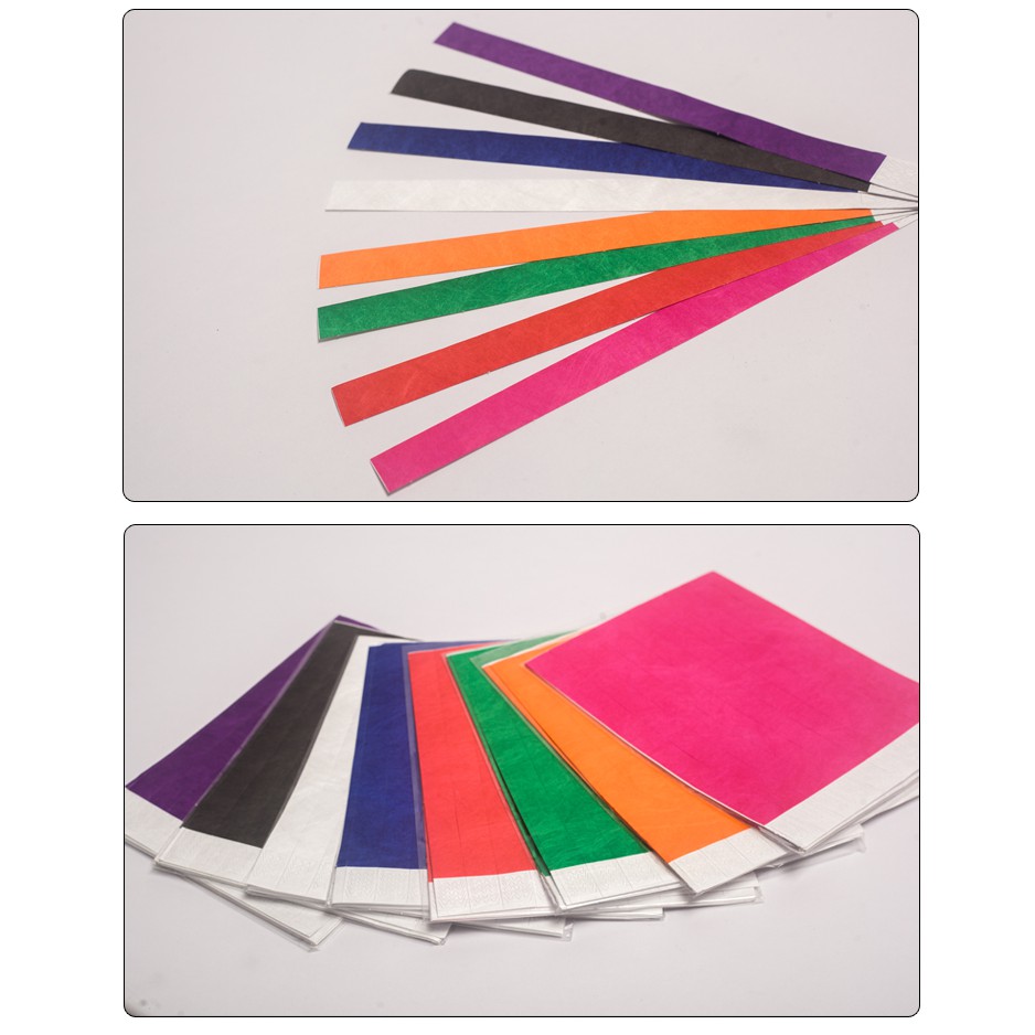 100pcs vòng tay giấy Cá nhân hoá dây đeo cổ tay giấy không thấm nước tay hoạt động label cổ tay nhãn dùng một lần tyvek Sticker