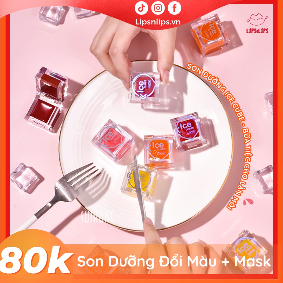 [Giá Thanh Lý] Son Dưỡng + Mặt Nạ Môi 2trong1 Ice Cube
