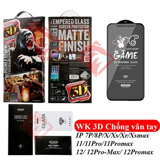 Kính cường lực chống vân tay iphone 14 pro max 7 Plus 8 Plus Xs Xr 11 Pro max 13 Pro max Xsmax 12 Pro max kingkong wk 3D