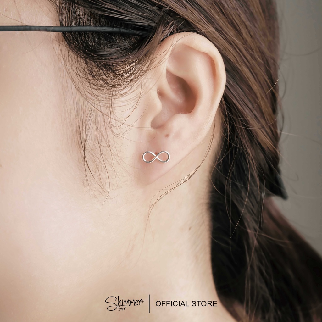 Bông Tai, Khuyên Tai, Hoa Tai Nữ Bạc 925 Cao Cấp SHIMMER SILVER INFINITY Thiết Kế Hình Vô Cực Cá Tính