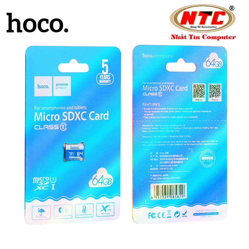 Thẻ nhớ microSDXC Hoco 64GB Class 10 95MB/s - Bảo hành 5 năm
