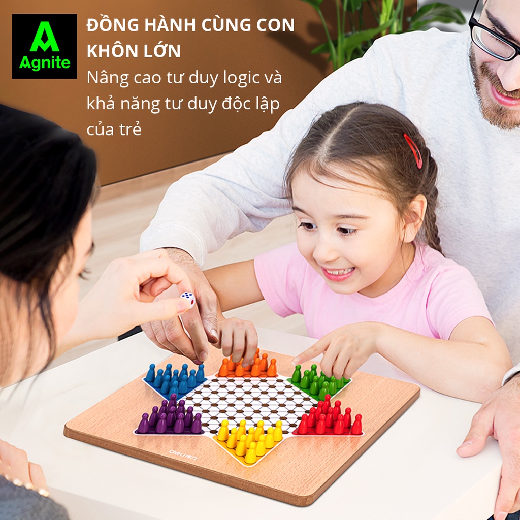 Bộ cờ cá ngựa và cờ nhảy 2 trong 1 Agnite, hàng chính hãng loại đẹp, đồ chơi nhựa cao cấp phát triển trí tuệ - 18646