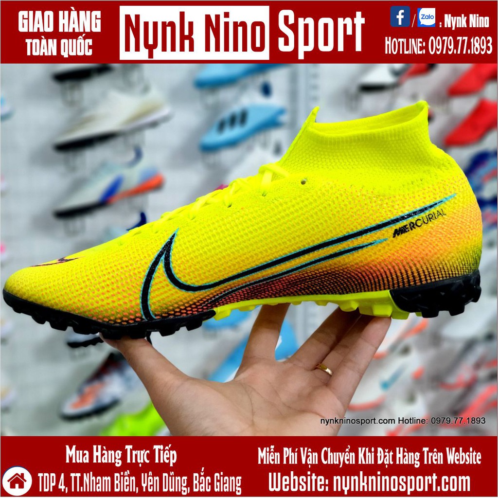 Giày Bóng Đá Mercurial Superfly 7 Elite Nõn Chuối Xanh Ngọc Cổ Cao TF