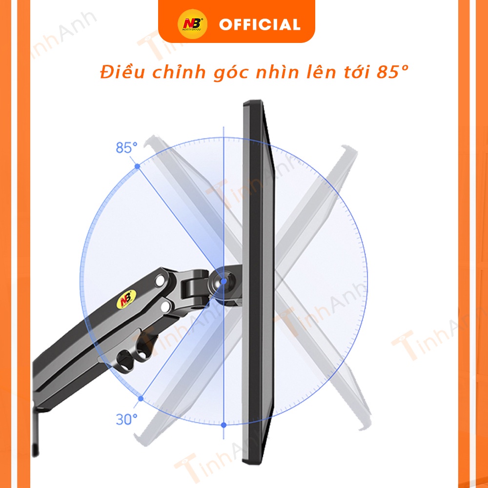 Giá treo đỡ 2 màn hình máy tính 17 - 32 inch NB H180 cao cấp nâng đỡ xoay 360 độ kẹp bàn làm việc đa năng