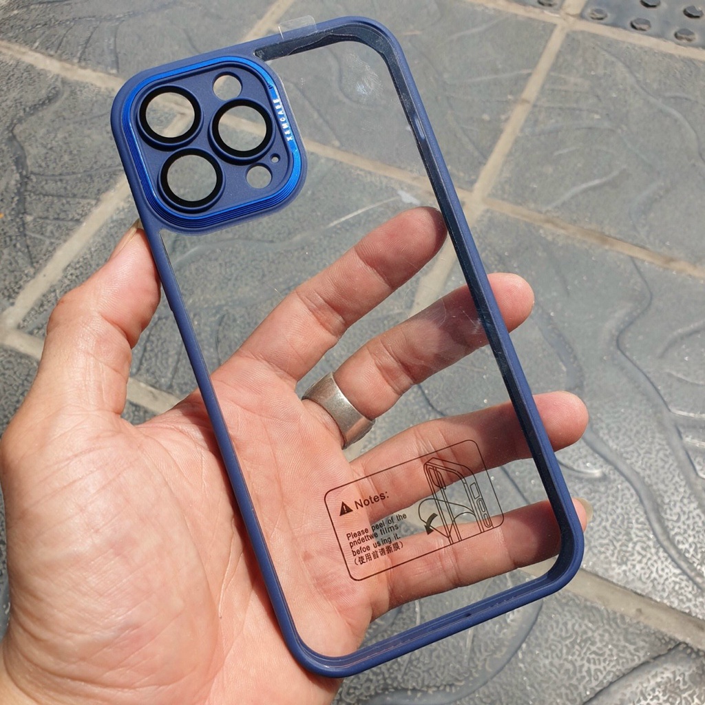 Ốp Lưng kính X&M Shin bảo vệ cụm camera cho iPhone 14 Pro Max, Plus , 13 Pro Max, 12 Pro Max Viền màu kẹo ngọt siêu đẹp