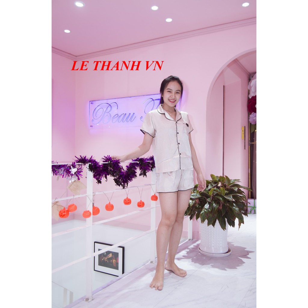 [Miễn phí vận chuyển] Đồ bộ pijama phi lụa mẫu LT001