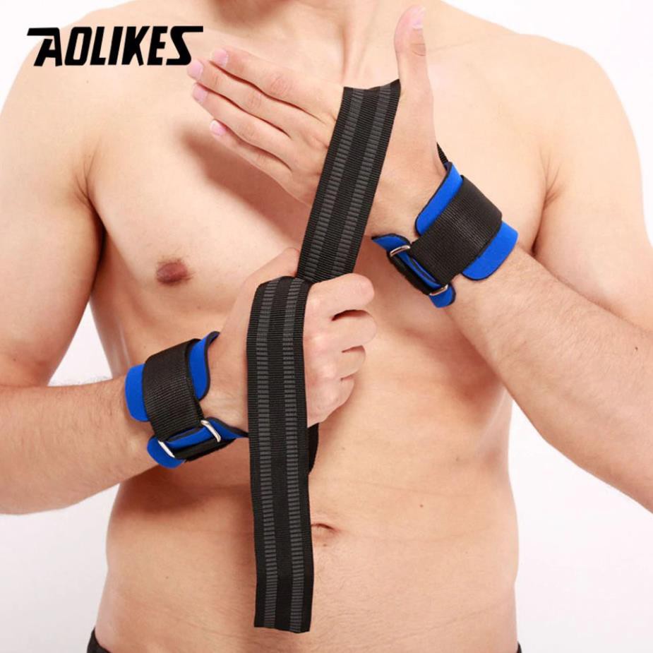 2 chiếc Dây Kéo Lưng có điệm Kết Hợp Quấn Cổ Tay Aolikes phụ kiện Gym thể thao Aolikes 7638