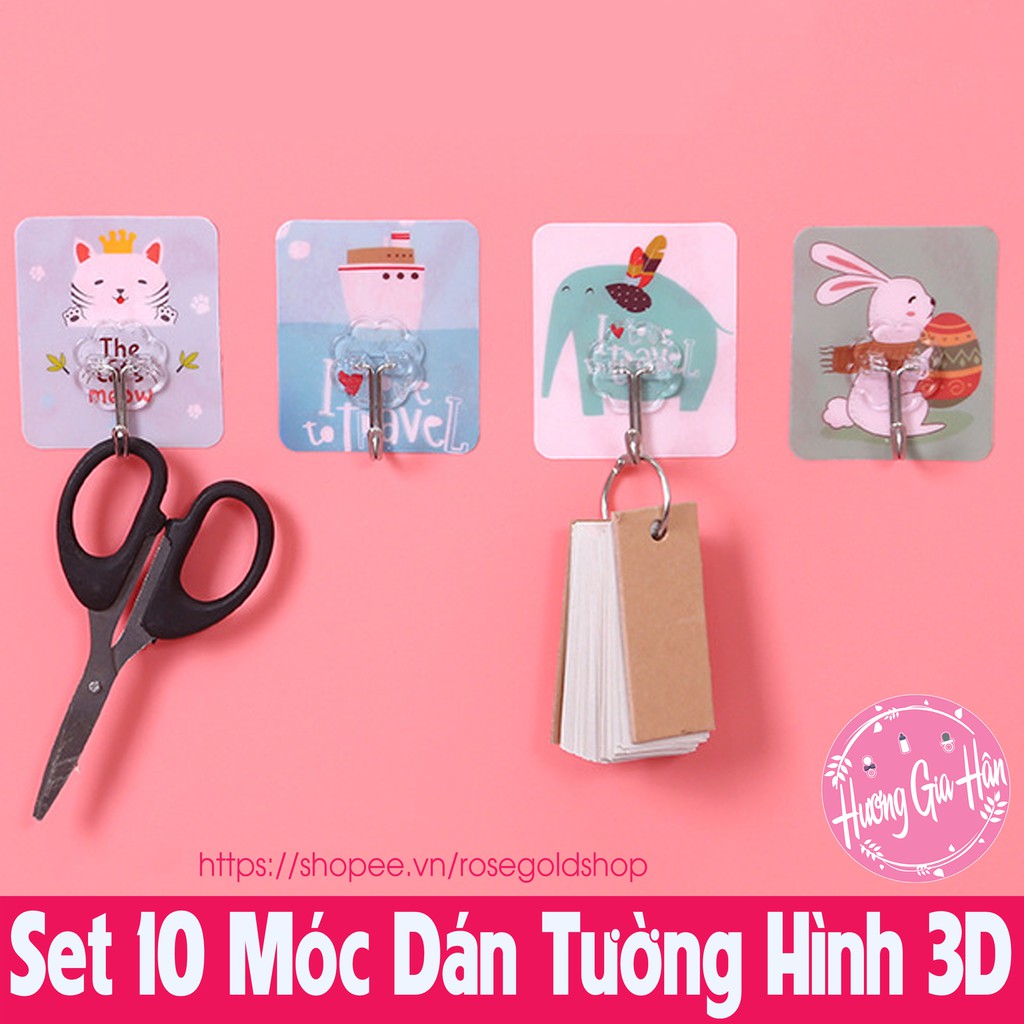 Combo 10 Móc Treo Đồ Dán Tường 3D Chịu Lực Tốt