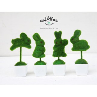 Bộ cây 4 em thỏ xinh màu rêu xanh TTTM