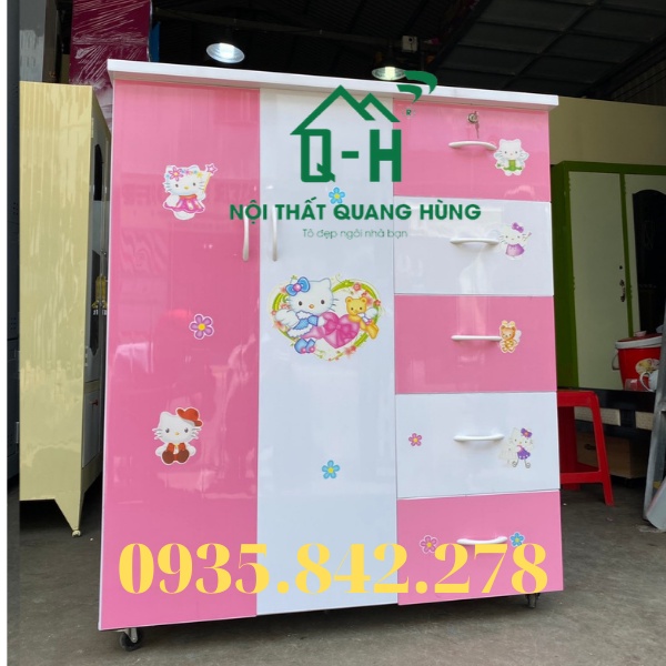 Tủ nhựa đài loan 2 cánh 5 ngăn kéo hello kitty