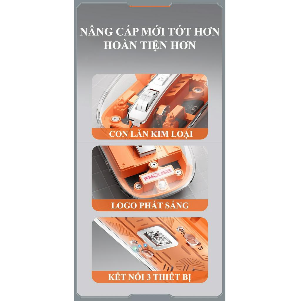 Chuột không dây FMOUSE M133 kết nối Bluetooth và USB thiết kế trong suốt độc lạ DPI lên đến 2400