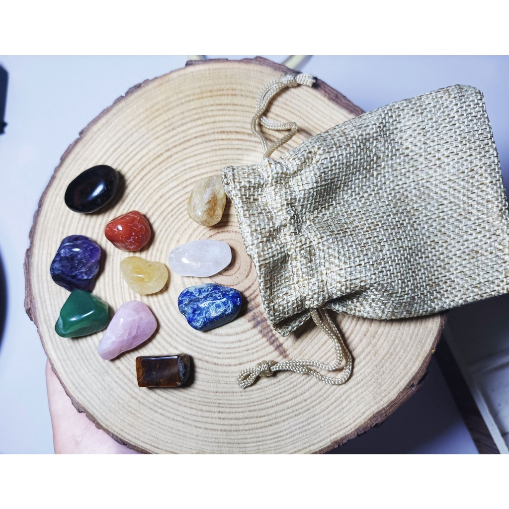 Set 10 Viên Đá T.Nhiên Thanh Tẩy Tarot Tặng Kèm Túi Vải
