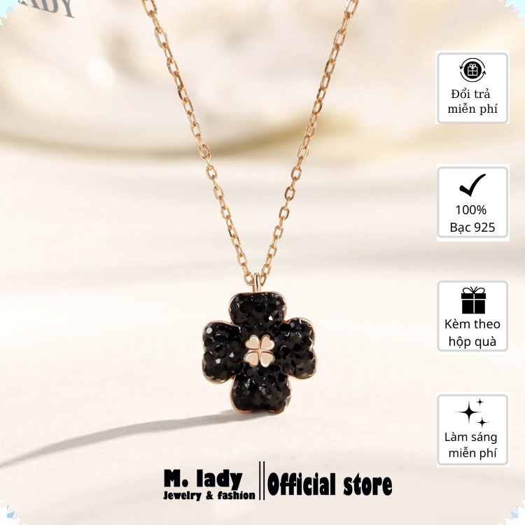 Dây Chuyền Bạc Nữ mẫu Cỏ Bốn Lá May Mắn - Vòng Cổ Bạc tự thiết kế của Sterling M.Lady jewelry (MLJ)