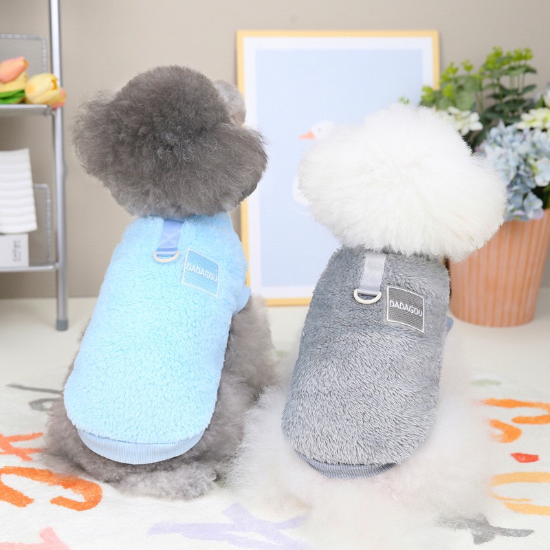 Áo sweater giữ ấm cho thú cưng cổ tròn, có vòng kéo phía sau - Quần áo ấm mùa đông cho chó mèo