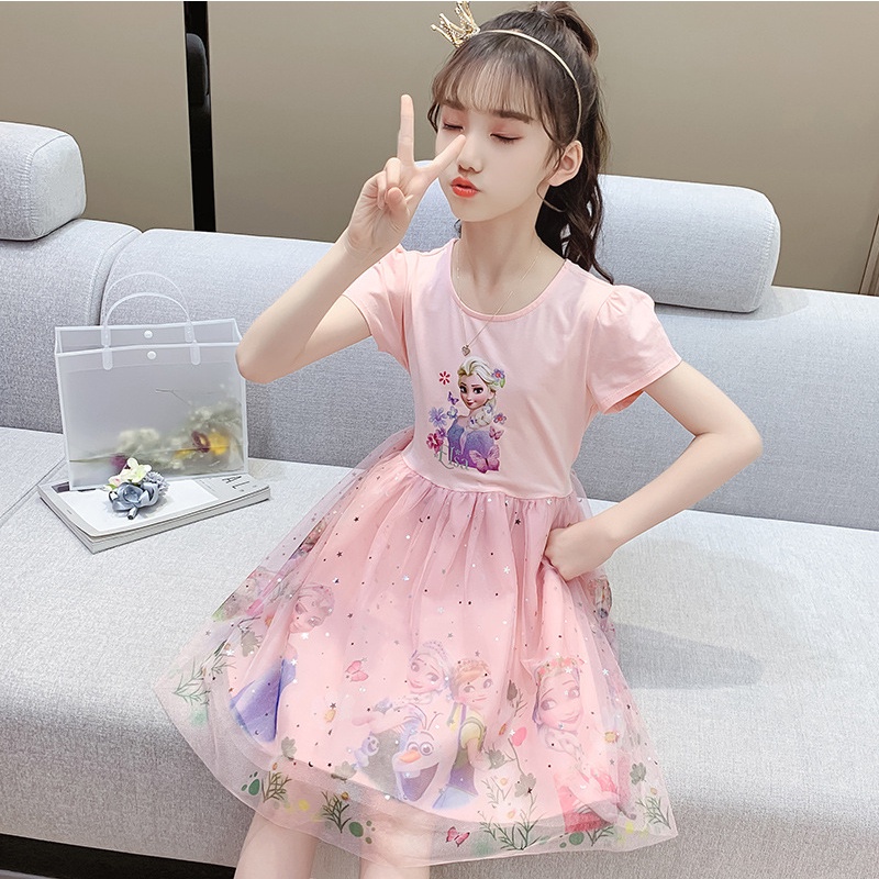 Đầm công chúa elsa IQ ANGEL xinh xắn thời trang dành cho bé