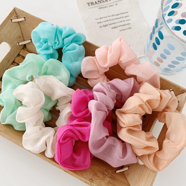 Scrunchies Cột Tóc Xoắn Hai Size Nhiều Màu Colorful