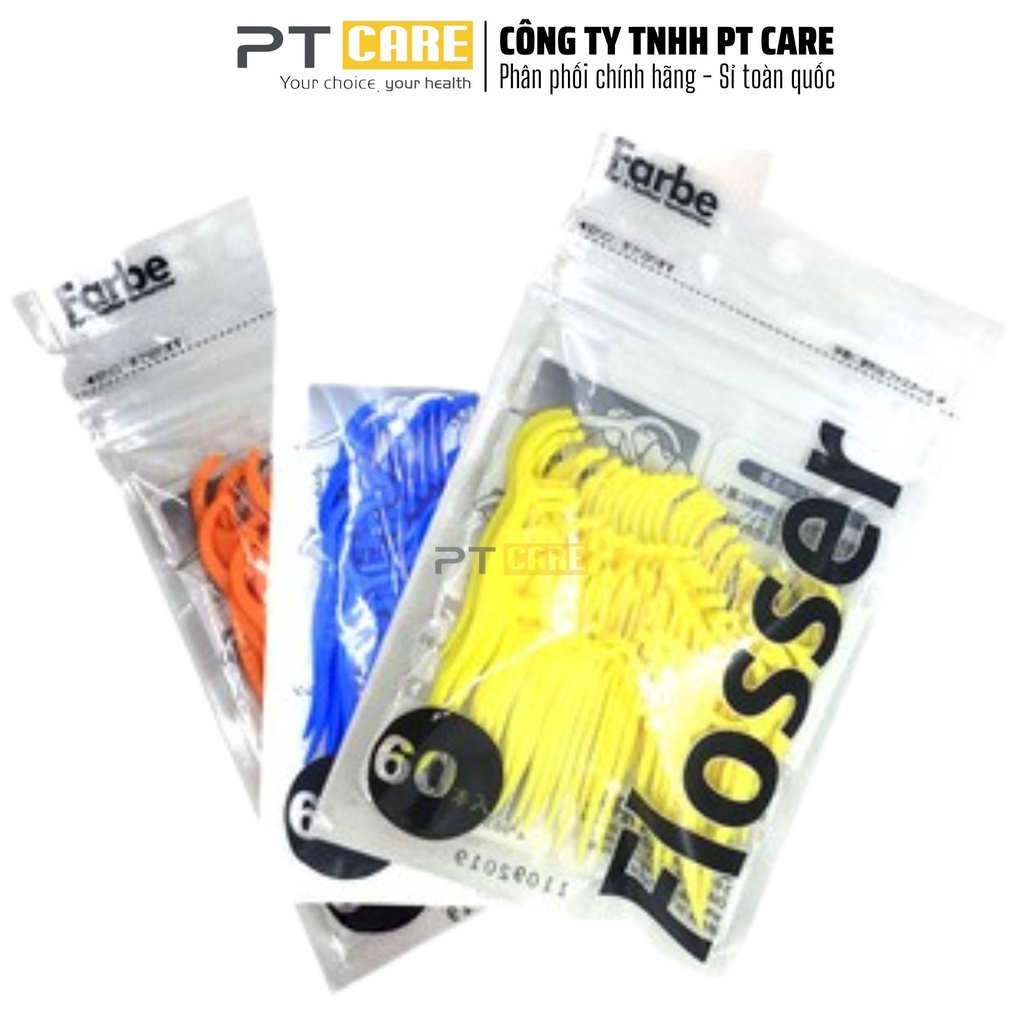 PT CARE | Tăm Chỉ Kẽ Răng Cao Cấp Nhật Bản Farbe - Gói 60 Cây