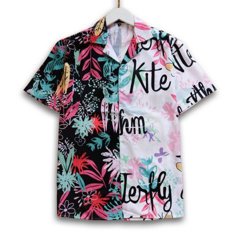 Áo sơ mi nam nữ cộc tay cổ vest hoạ tiết cá tính, áo sơ mi ngắn tay nhiều màu chất liệu lụa đi biển, du lịch