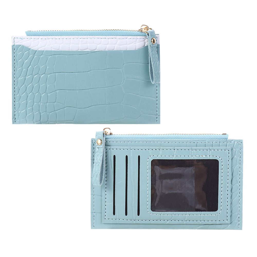 Ví da pu nhiều ngăn đựng thẻ và tiền xu có khóa kéo phong cách thời trang doanh nhân