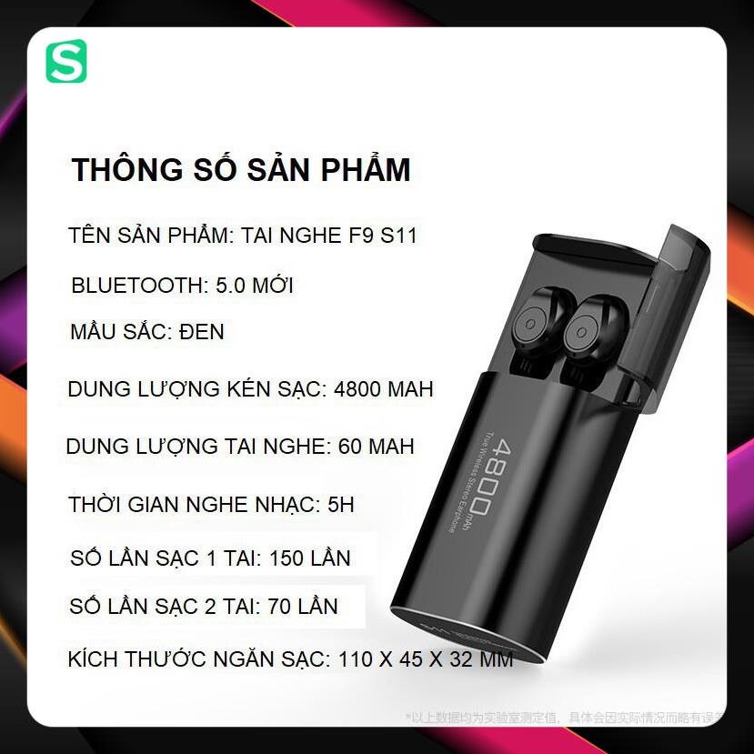 Tai nghe Bluetooth S11 TWS bản Quốc tế không dây kiêm sạc dự phòng 4800mAh chống nước IPX5 giảm giá