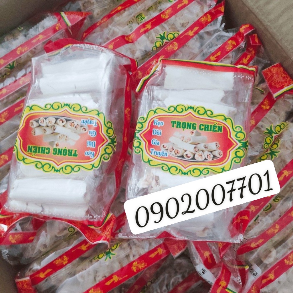 Combo 2 Túi Kẹo dồi lạc vừng Trọng Chiến Đặc sản Thái Bình - Kẹo Kéo Giòn Ngon - Đồ ăn vặt