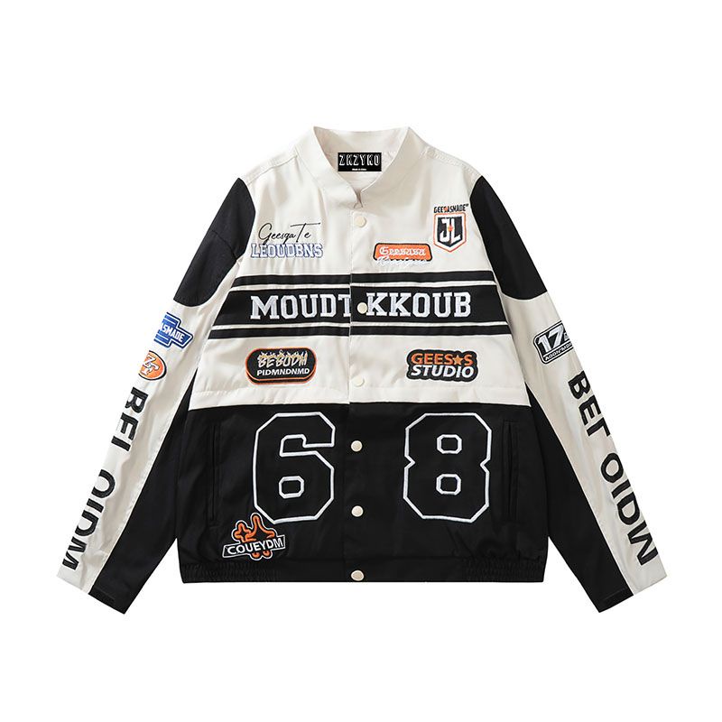 Jiashucheng Áo Khoác Bóng Chày Dáng Rộng Ngắn Thêu Họa Tiết Phong Cách Retro Mỹ Cho Nữ