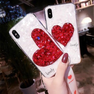 Ốp Lưng Thạch Anh Đính Đá Trái Tim iPhone 7Plus, 8Plus