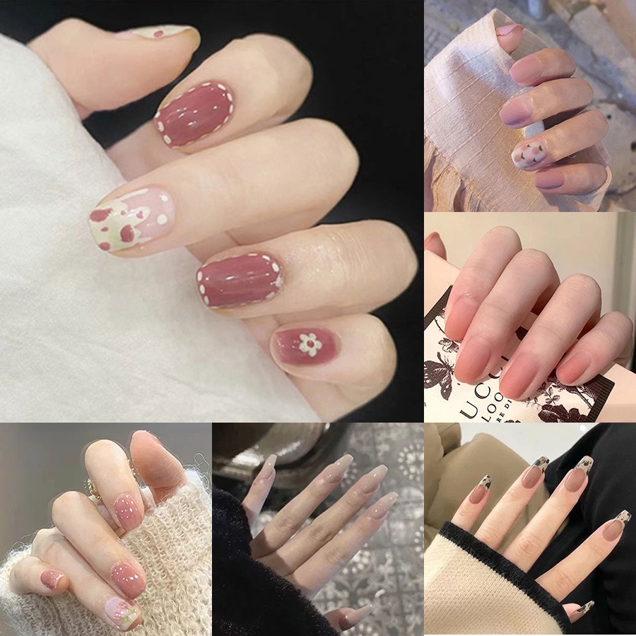 Set 24 móng tay giả màu sắc ngọt ngào