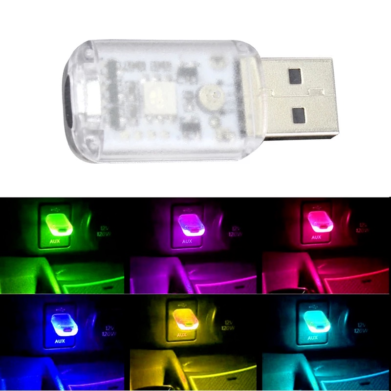 Đèn LED USB Mini Nhiều Màu Điều Khiển Bằng Âm Thanh Trang Trí Nội Thất Xe Hơi