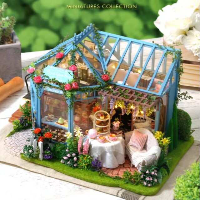 Kèm Mica và Nhạc - Mô hình nhà gỗ búp bê Dollhouse DIY - A068 Rose Garde Tea House