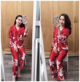 BỘ LỤA SATIN CHIM HẠC (DÀI)