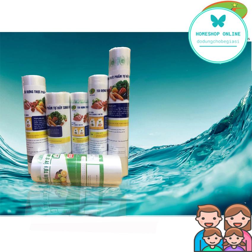 Cuộn 150 Túi đựng thực phẩm tự hủy Minh Thành 24cmx32xm, cuộn 100 túi bảo quản thực phẩm HDPE 20x30cm