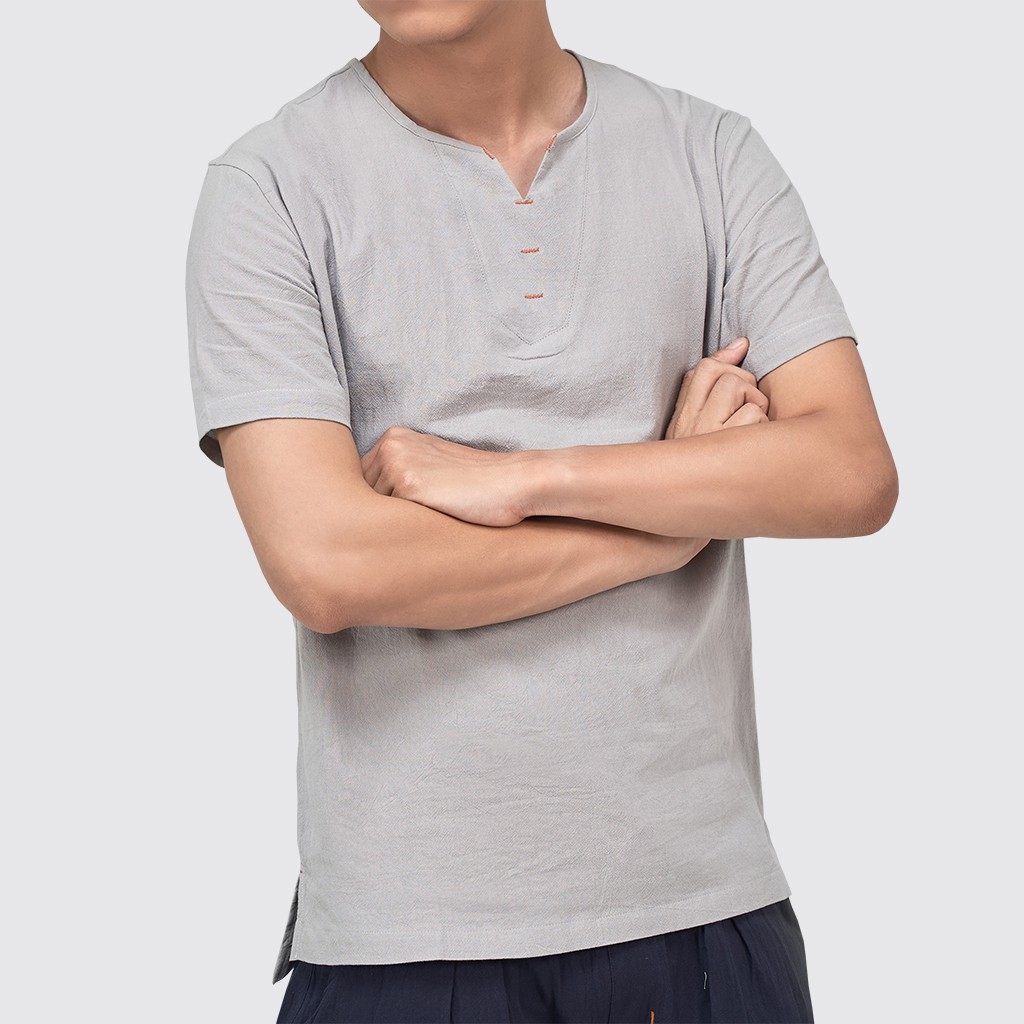 Áo Đũi Nam Cộc Tay Cổ V, Chất Đũi Tự Nhiên, Mềm, Mịn, Mát Rough | BigBuy360 - bigbuy360.vn