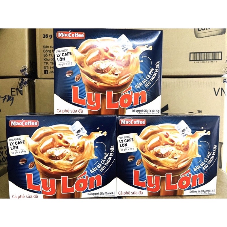 Cà phê sữa đá MacCoffee Ly Lớn Hộp 260g ( 10 gói x 26g )