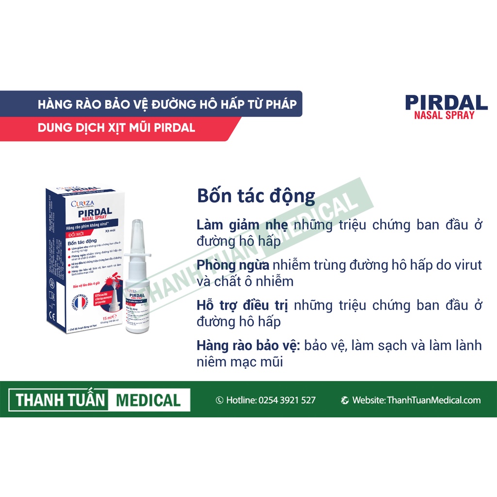 [Date xa + Quà tặng] Combo 2 Chai xịt mũi PIRDAL Nasal Spray 280 lần xịt - Lá chắn bảo vệ toàn diện đường hô hấp